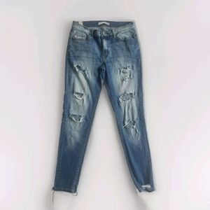 Kancan Distressed Mid Rise STRETCH Skinny Jeans Estilo Medium Wash Size 9/28